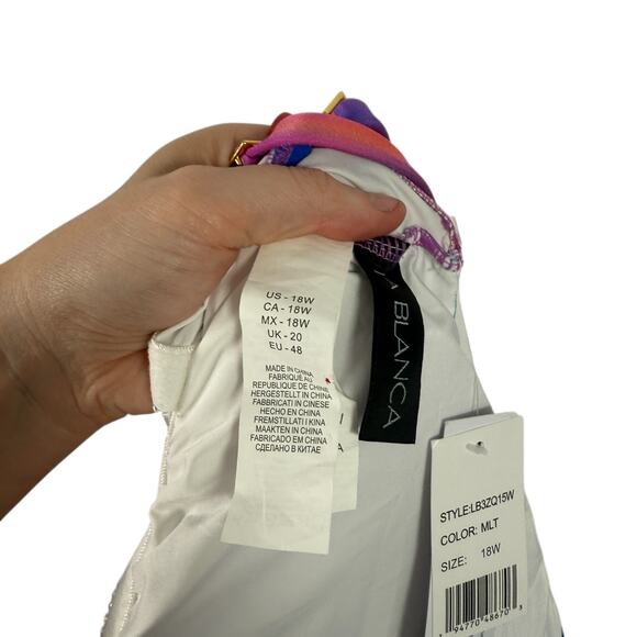 La Blanca Sunset Shores Strappy One Shoulder One Piece Swimsuit Womens Plus 18W - Picture 6 of 9